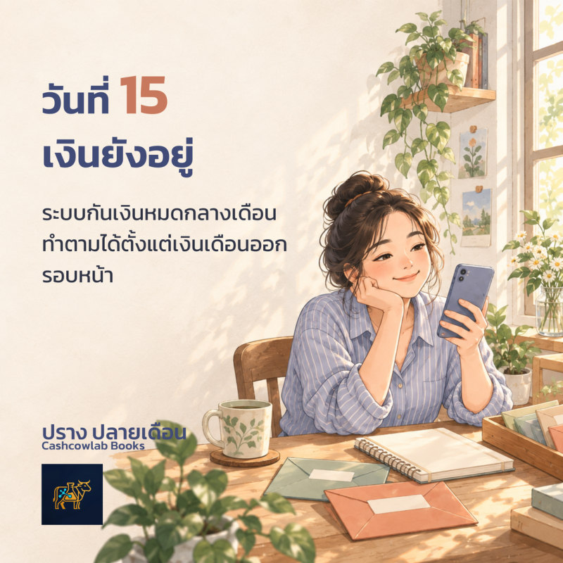 ปกหนังสือ วันที่ 15 เงินยังอยู่ โดย ปราง ปลายเดือน